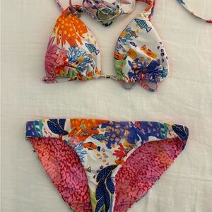 Tropical Print Two-Piece Swimsuit - Multicolor